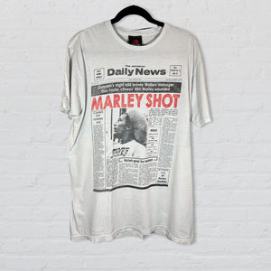 Bob Marley Newspaper Marley Shot Vintage Tee