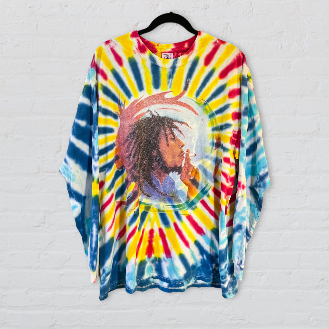 Bob Marley Tie-Dye Vintage Long Sleeve Shirt "Kaya"