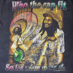 Bob Marley Vintage Bootleg Rap Tee "Who The Cap Fit" Faded
